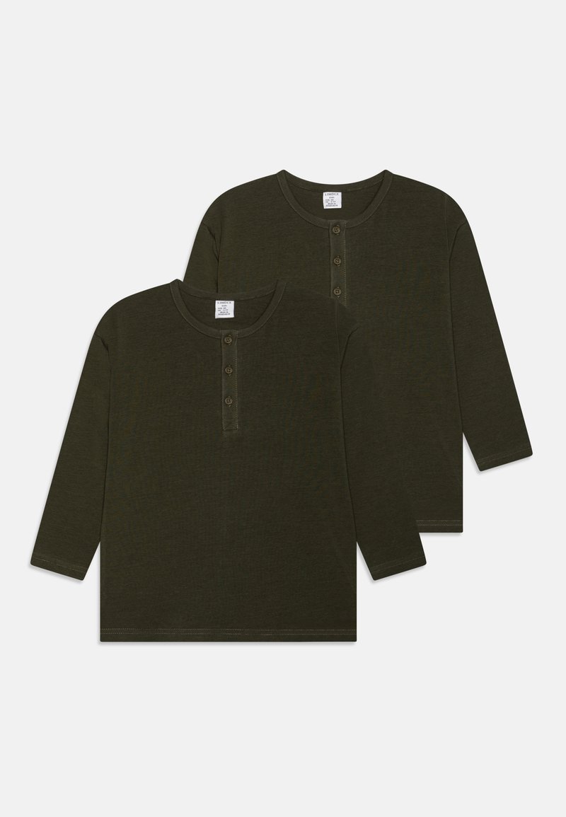 Lindex ESSENTIAL SOLID 2 PACK - Topper langermet - dark khaki green