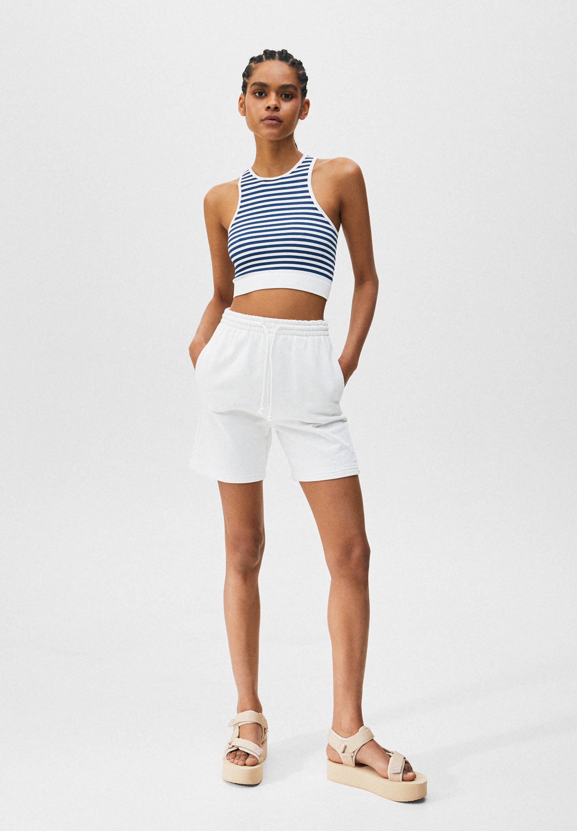 PULL\u0026BEAR STRIPED HALTER - Top - blue 