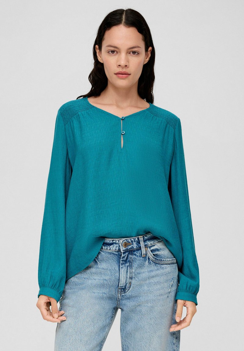 s.Oliver MIT GESMOKTEN DETAILS - Blouse - petrol
