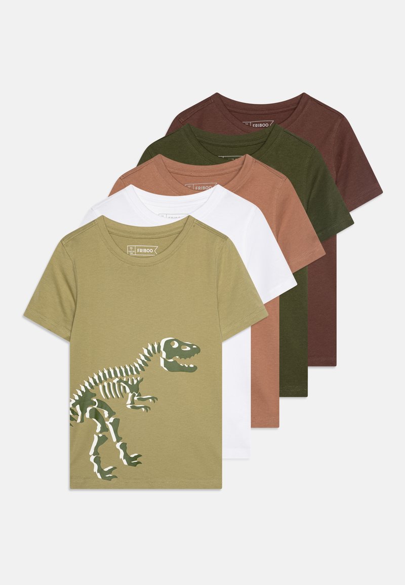 Friboo 5 PACK - Tričko s potlačou - khaki/brown/white