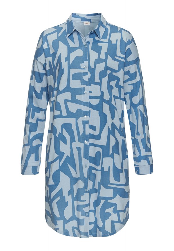 Nachthemd - hellblau blau gemustert