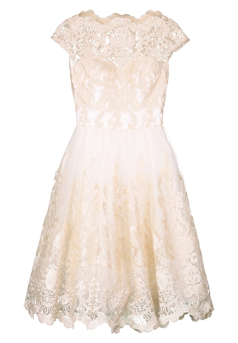 embroidered ivory dress Rhinestone Studded Embroidered Plunging Glitter Trumpet Dress