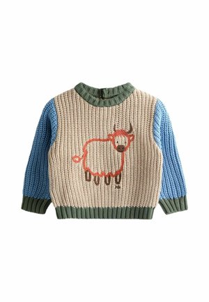 REGULAR FIT - EMBROIDERED HIGHLAND COW - Striktrøje - natural highland cow