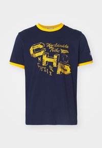 COLLEGE RINGER - Tričko s potlačou - dark blue/yellow