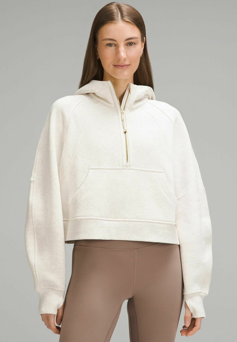 lululemon SCUBA OVERSIZED HALF-ZIP - Mikina s kapucňou - heathered bone gold