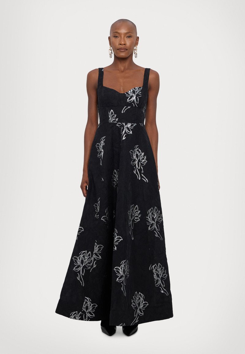 ML Monique Lhuillier THALIA SLEEVELESS LONG DRESS - Oblačila za posebne priložnosti - black/silver
