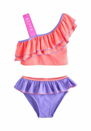 2 PIECE ONE SHOULDER CONTRAST FRILL SET - Bikini - pink