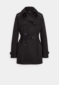 DOUBLE BREASTED COTTON BLEND TRENCH COAT - Καμπαρντίνα - black