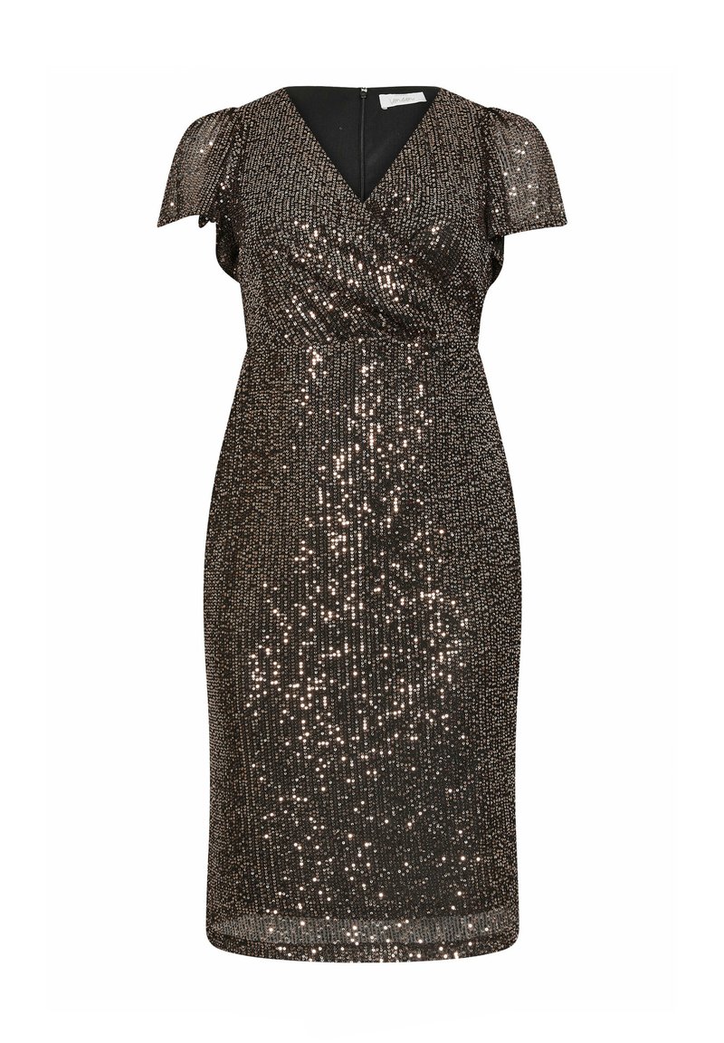 Yours Clothing SEQUIN EMBELLISHED WRAP - Cocktail dress / Party dress -  black - Zalando