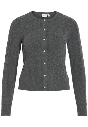 VILA, VIKERRY CABLE CARDIGAN - Cardigan - dark grey melange