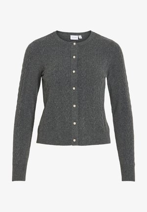 VILA, VIKERRY CABLE CARDIGAN - Strickjacke - dark grey melange