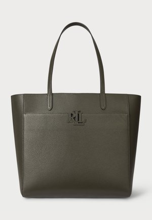 Lauren Ralph Lauren PEBBLED LEATHER LARGE CAMERYN TOTE BAG - Shopping bag - dark olive
