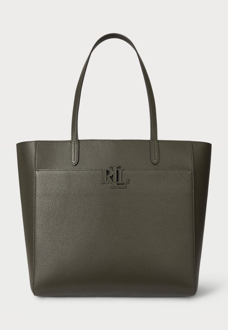 Lauren Ralph Lauren PEBBLED LEATHER LARGE CAMERYN TOTE BAG - Shopping bag - dark olive