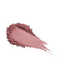 Polvere di blush loose in un colore rosa opaco, con una texture fine, alcuni grumi ai bordi e un'area di applicazione liscia al centro.