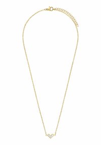 Gouden halsketting met een delicate ketting en een minimalistische hartpendant in het midden, gladde afwerking en sluiting met een kreeftsluiting.