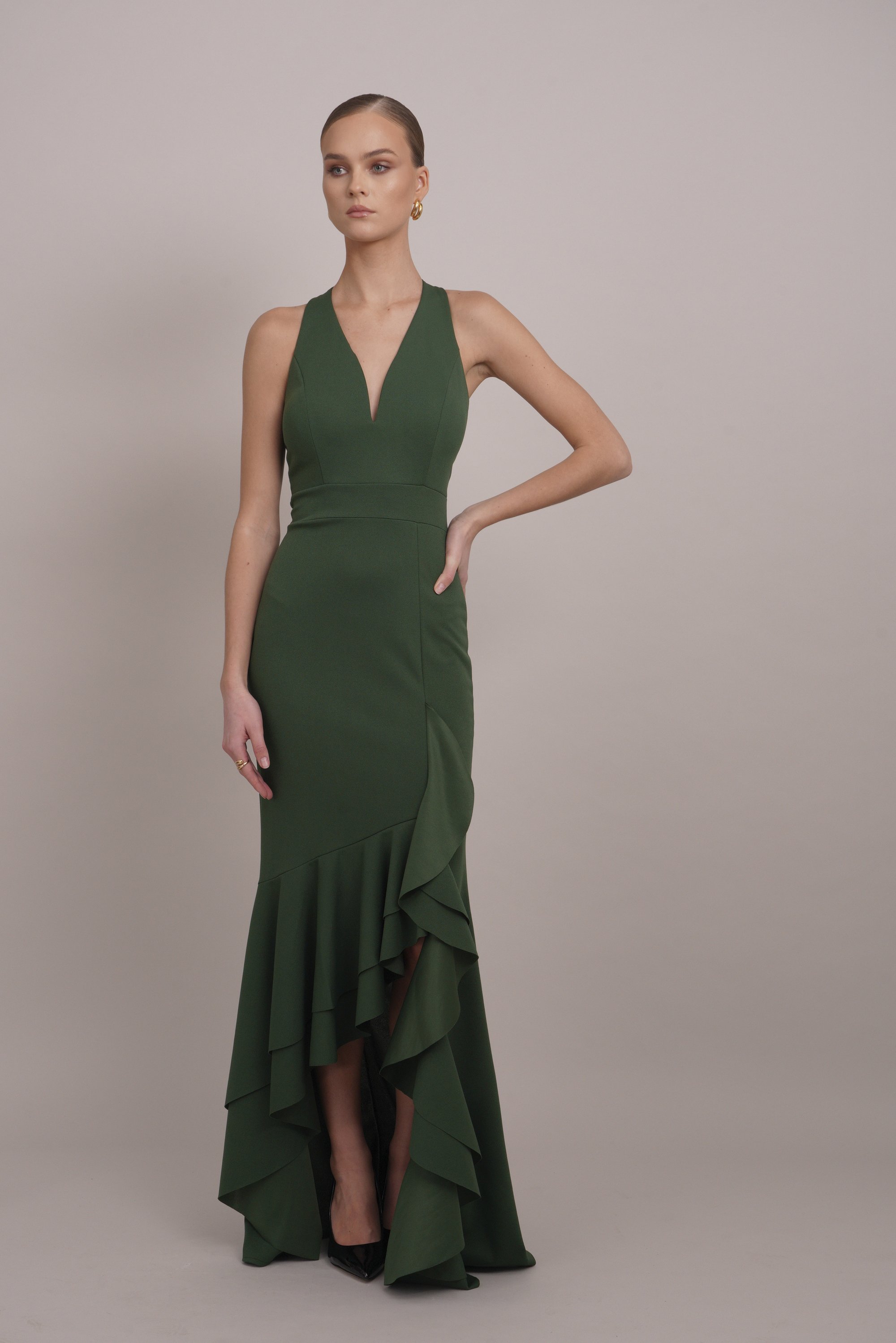 WAL G. JESSY RUFFLE MAXI DRESS - Cocktail dress / Party dress - bottle green /green - Zalando.co.uk WAL G. JESSY RUFFLE MAXI DRESS - Cocktail dress / Party dress - bottle green /green - Zalando.co.uk