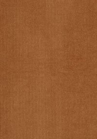 Tessuto di velluto a coste marrone con strisce verticali, caratterizzato da una texture a coste e una superficie morbida. Il colore è uniforme e omogeneo in tutto il tessuto.