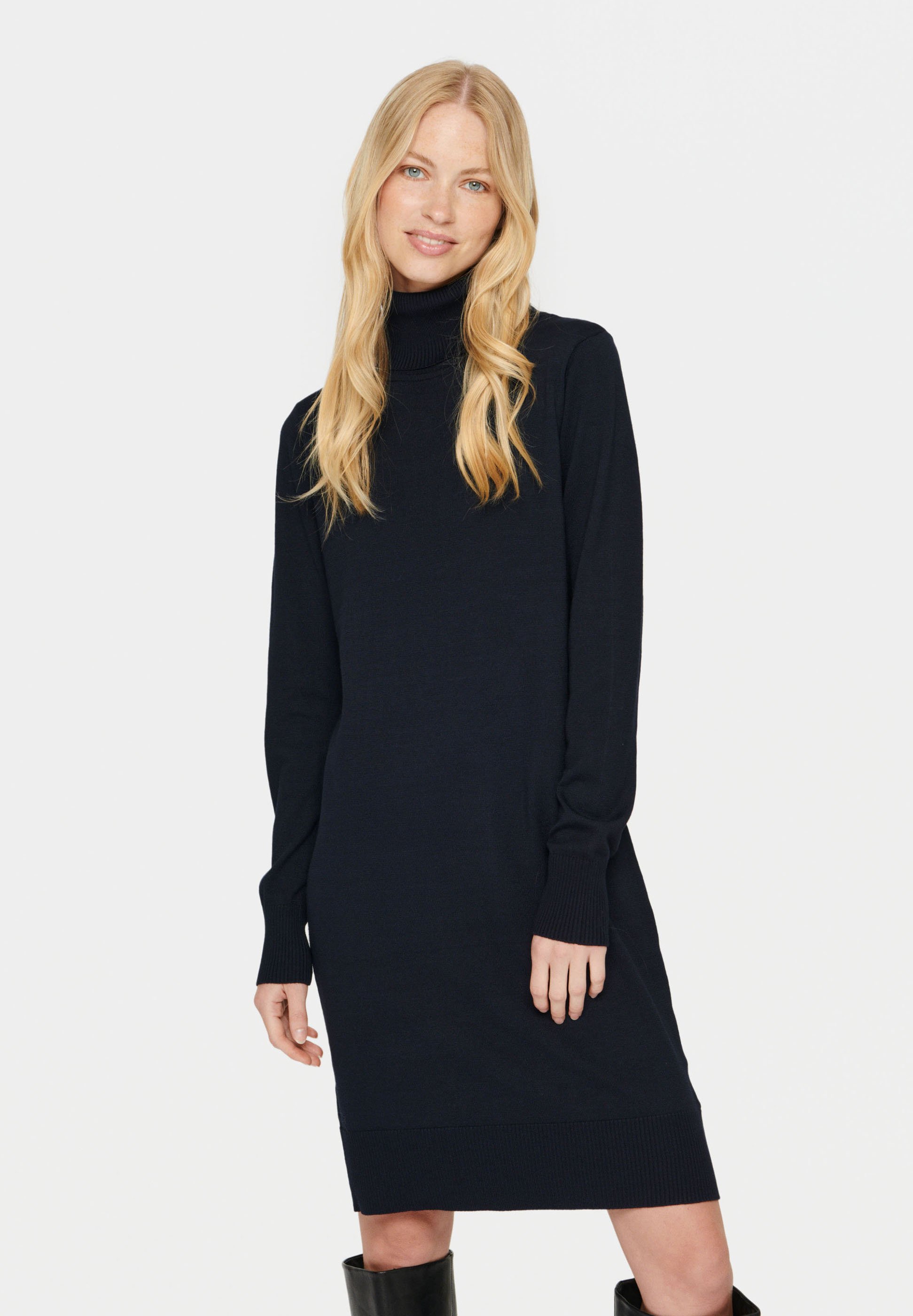 MJGkhiy Vestido De Punto De Las Mujeres De Invierno Curvy Vestidos De Lana Elegante Cuello Redondo