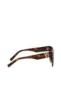 Lunettes de soleil à motif écaille, avec des branches épaisses et un chiffre romain décoratif doré XII sur le côté.
