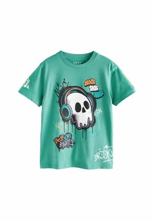 SHORT SLEEVE GRAPHIC - REGULAR FIT - Print T-shirt - green graffiti skull