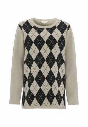 Cellbes of Sweden, FINE-KNITTED, LONG SWEATER - Trui - beige black patterned