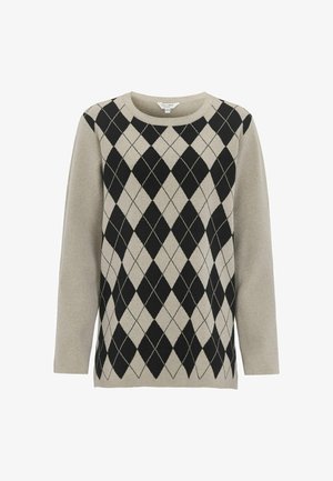 Cellbes of Sweden, FINE-KNITTED, LONG SWEATER - Trui - beige black patterned