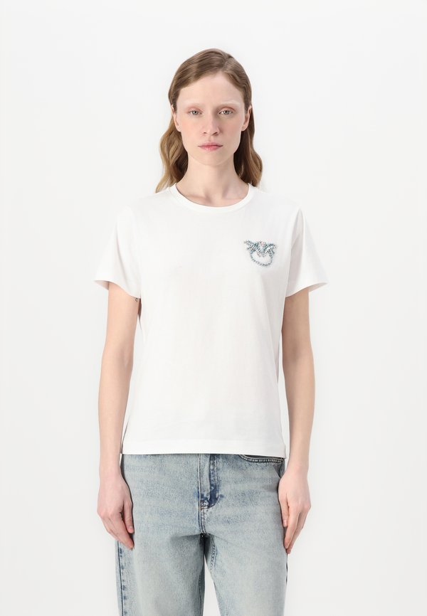 NAMBRONE LOGO BIRDS RICAMATO - Print T-shirt - bianco