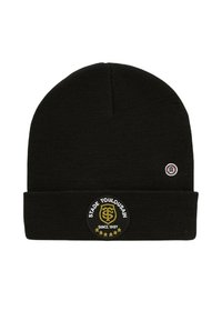 Berretto in maglia nera con risvolto, dotato di patch con logo Stade Toulousain e piccolo emblema rotondo sul lato.