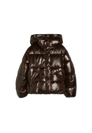 Bershka, OVERSIZED PUFFY JACKET WITH HOOD - Veste d'hiver - brown