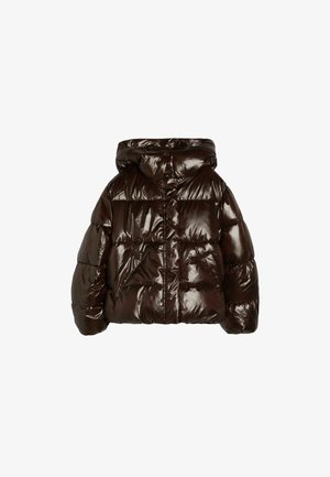Bershka, OVERSIZED PUFFY JACKET WITH HOOD - Veste d'hiver - brown