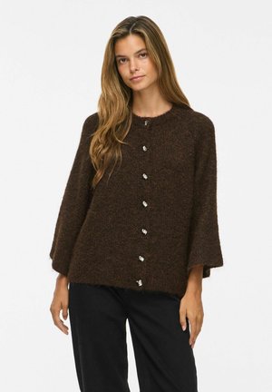 VILA, KNITTED CARDIGAN VIMARLEY 3/4 SLEEVED - Gilet - coffee bean