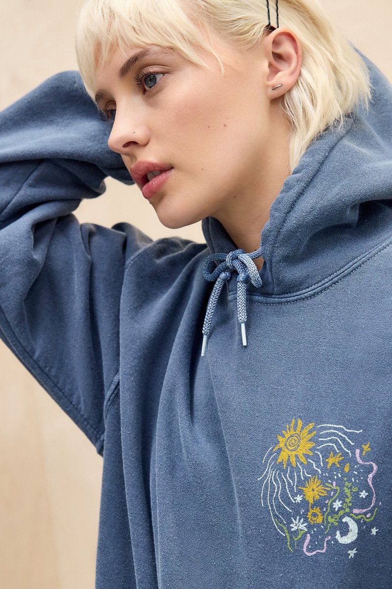 Sweat à Capuche Let Kindness Bloom - Design Floral Lune Bohème, Message Positif