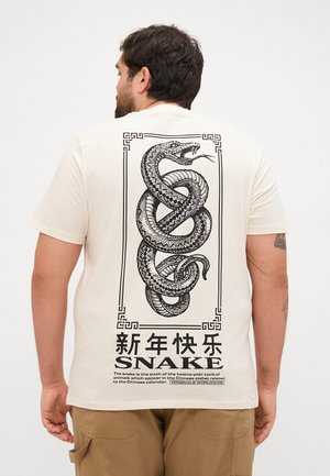 Jack & Jones JORSNAKE TEE CREW NECK - Print T-shirt - antique white
