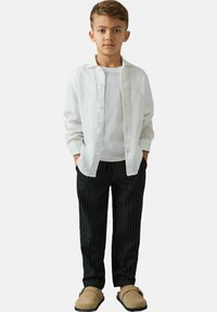 Reiss REISS ANDROS LINEN BLEND DRAWSTRING TROUSERS - Pantaloni - navy stripe
