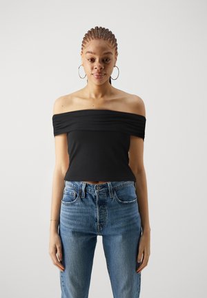ONLY ONLLIVE LOVE OFF SHOULDER - Print T-shirt - black