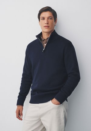 Next PLAIN REGULAR FIT PREMIUM QUARTER ZIP  - Pullover - navy blue