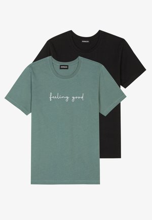 2 PACK - Print T-shirt - teal/black