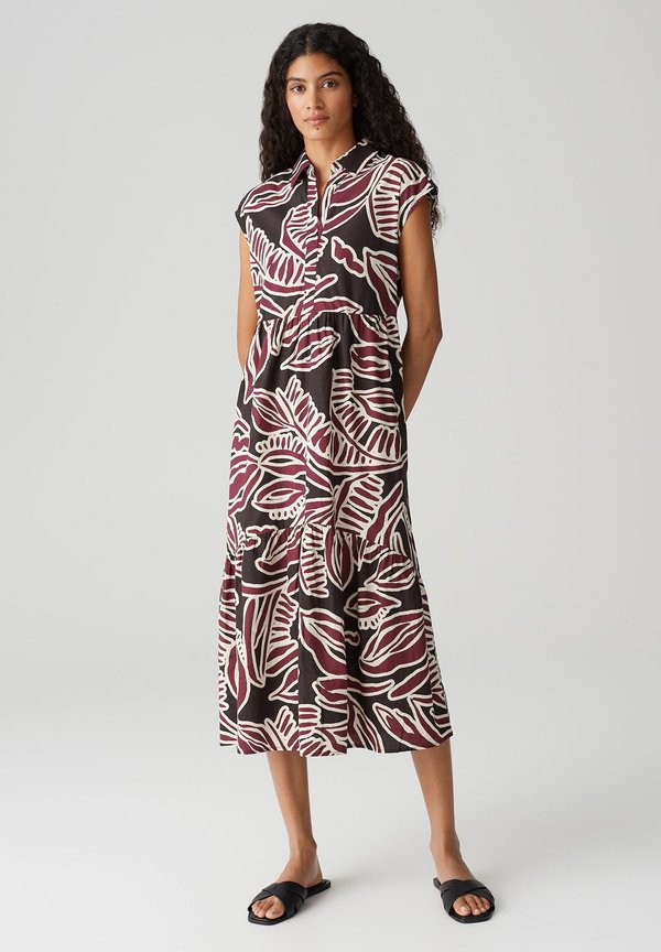 RELAXED FIT MIDI PRINT VOLANT - Blusenkleid - cassis