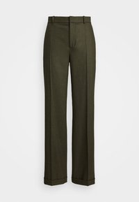 WOOL RELAXED STRAIGHT PANT - Hlače - loden