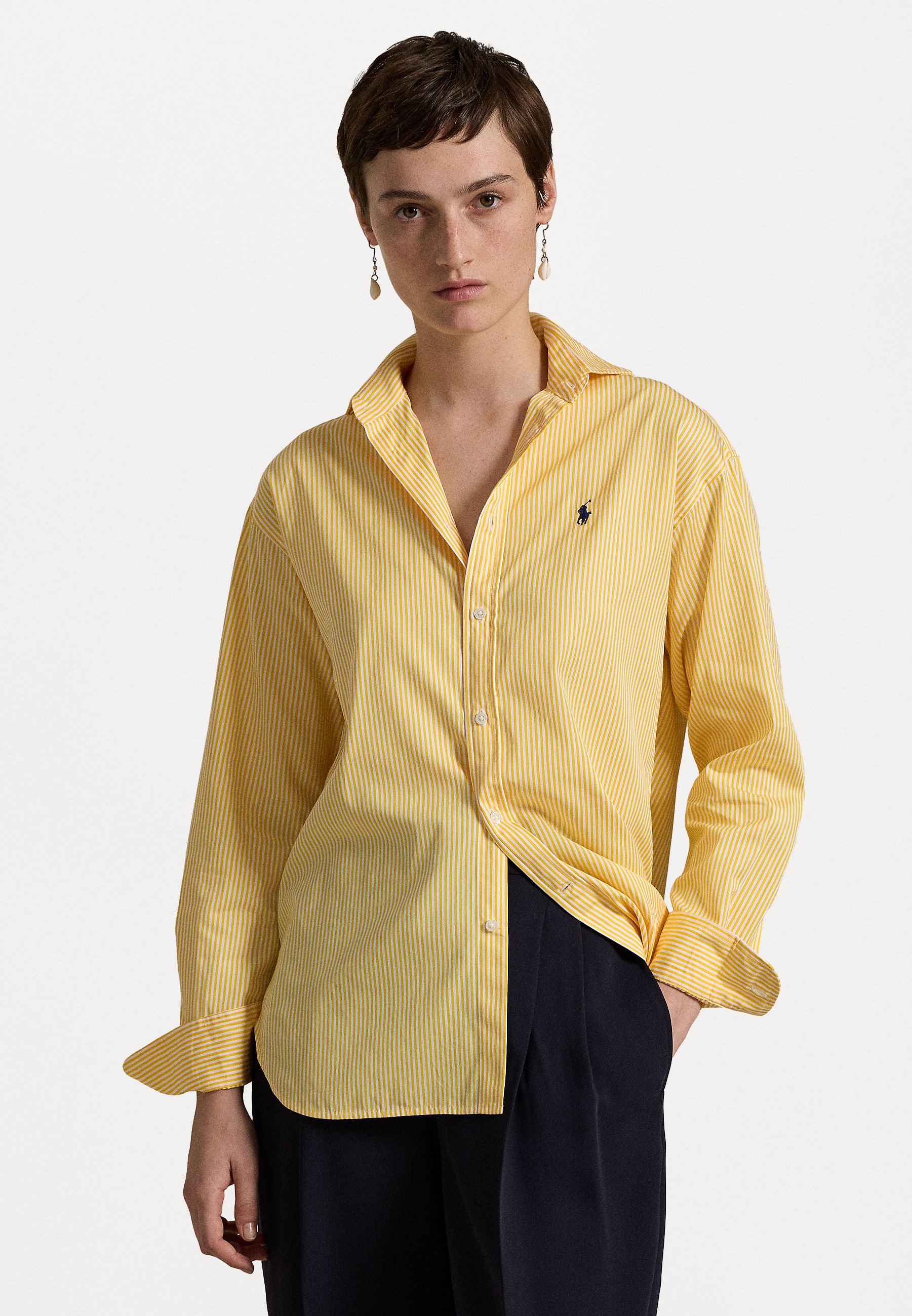 売れ筋商品|||ラルフローレン シャツ レディース トップス RELAXED FIT STRIPED COTTON SHIRT - Button-down blouse - yellow/white Lauren Ralph Lauren Women's Cotton Striped Shirt - Macy's