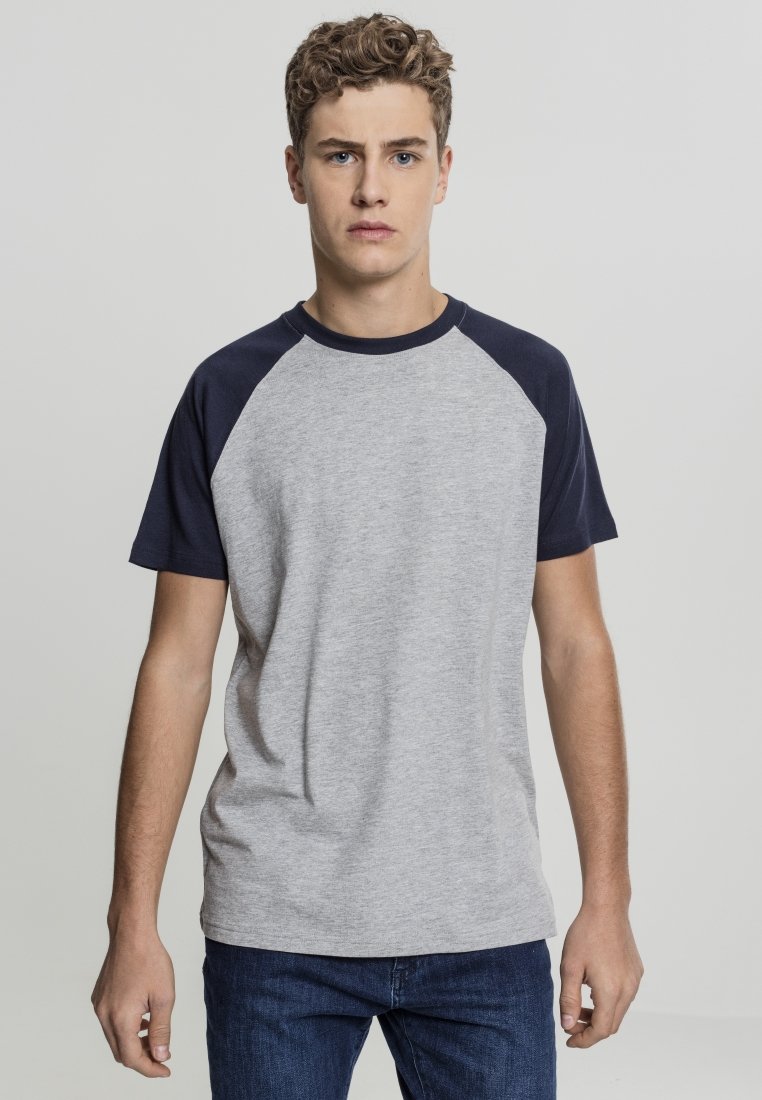 Urban Classics RAGLAN CONTRAST  - Camiseta estampada - grey/navy