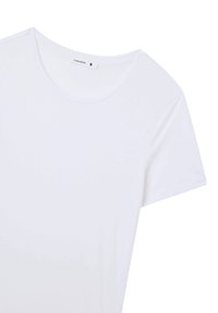 Biała koszulka z krótkim rękawem, wykonana z miękkiego materiału. Posiada okrągły dekolt i metkę z rozmiarem 'S' od marki Terranova.