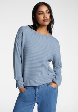 CON GIOCO DI LAVORAZIONI - Pullover - azzurro