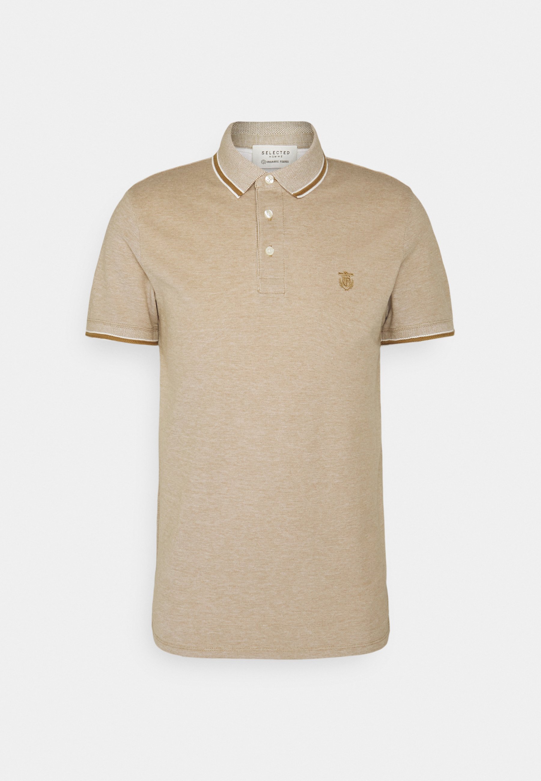 Selected Homme SLHTWIST - Poloshirt - dull gold/twisted with egret/goldfarben