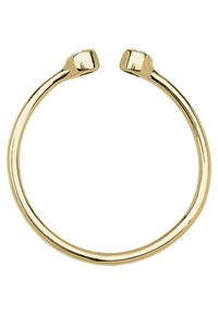 Guldfarvet manchettearmbånd med et glat, afrundet design og to minimalistiske flade ender, der giver et elegant og nutidigt udseende.