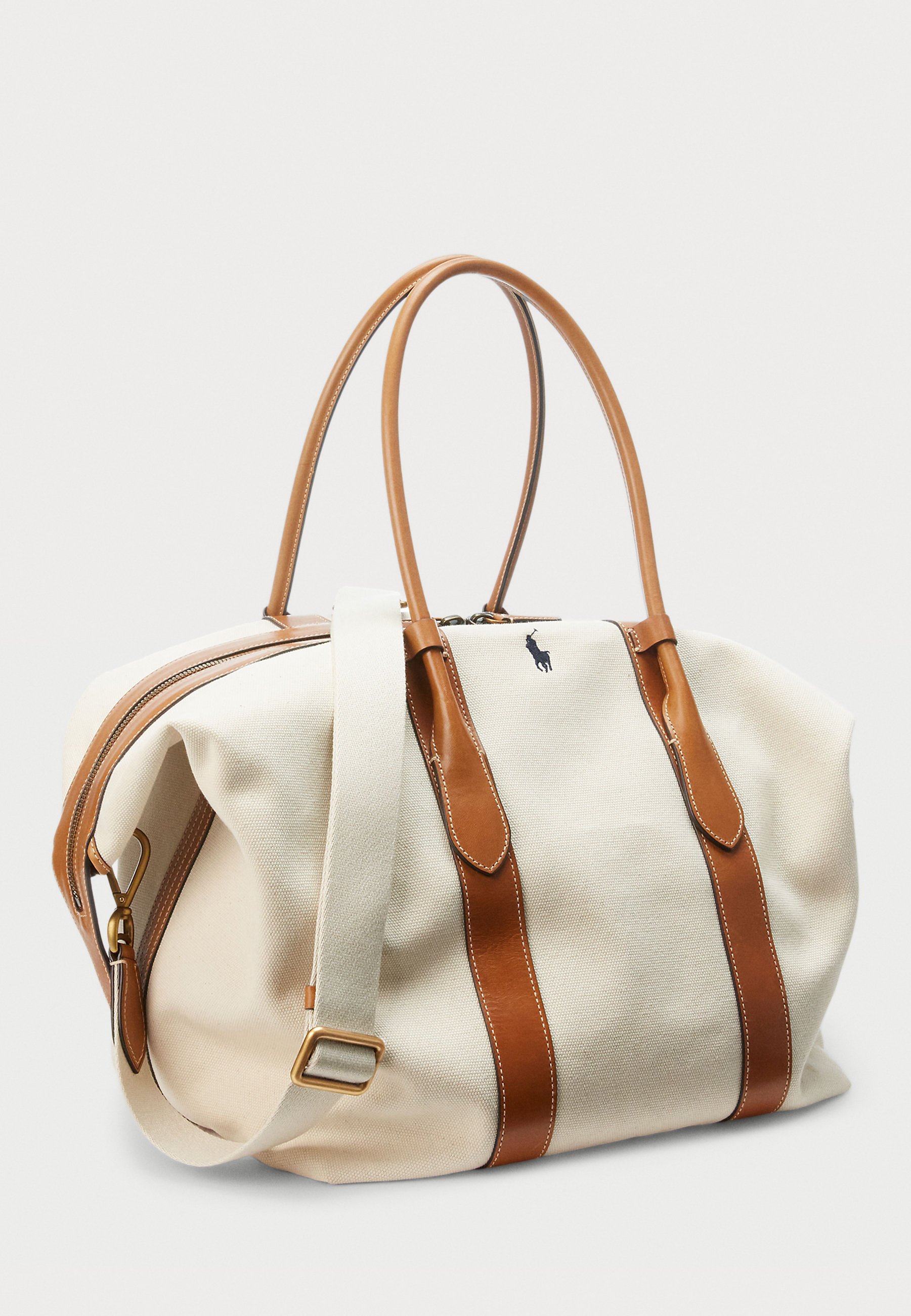 【Polo Ralph Lauren】Women's Leather-Trim Canvas Large Tote Polo Ralph Lauren Leather Trim Canvas Large Shopper Tote