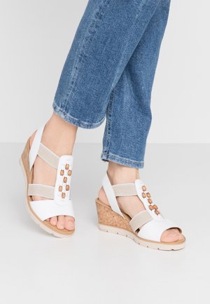 Sandalen met sleehak - weiß/natur