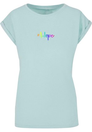 Merchcode, HOPE RAINBOW EXTENDED SHOULDER  - T-shirts print - ocean blue