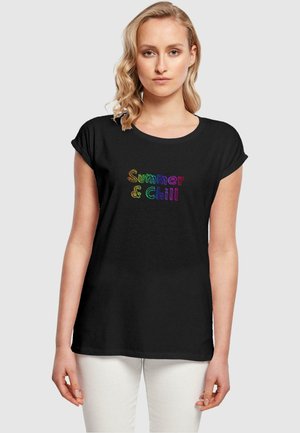 Merchcode SUMMER AND CHILL RAINBOW EXTENDED SHOULD - T-shirts med print - black