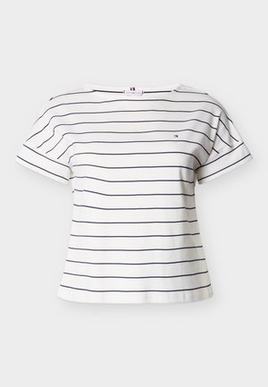 Tommy Hilfiger Curve, CURVE CAP SLEEVE RELAXED T-SHIRT - Μπλουζάκι με στάμπα - ecru/dark night navy